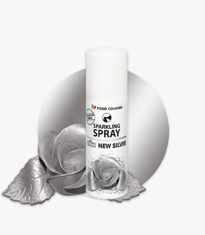 Stříbrná barva ve spreji New Silver 50 ml – Food Colours