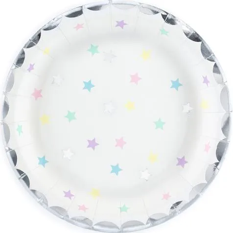 Papírové talíře Unicorn - hvězdy, 18 cm – PartyDeco