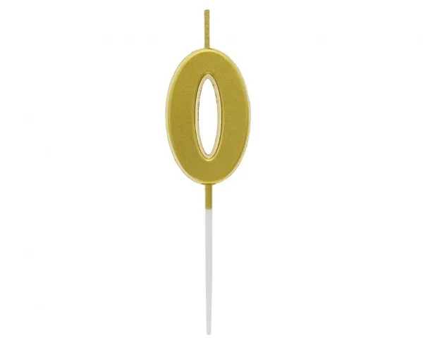 Narozeninová svíčka číslice 0 metalická zlatá 9,5 x 2,3 cm – Godan