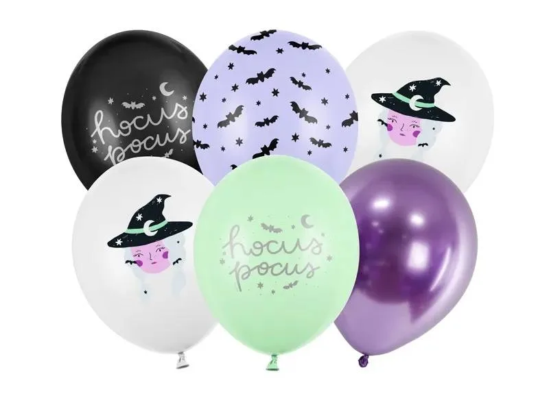 Balónky s halloweenským motivem Čarodějnice 30 cm, 6 ks – PartyDeco