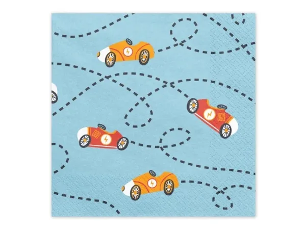 Papírové party ubrousky Závodní auta 33 × 33 cm, 12 ks – Party Deco