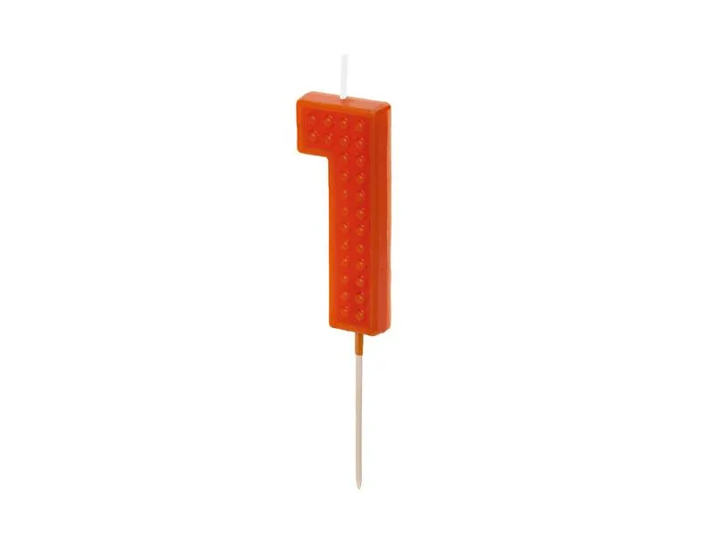 Dortová svíčka na špejli číslo 1 červená, 6 cm – PartyDeco