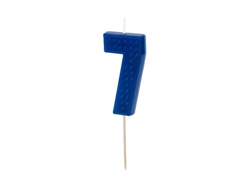 Dortová svíčka na špejli číslo 7 modrá 6 cm – PartyDeco