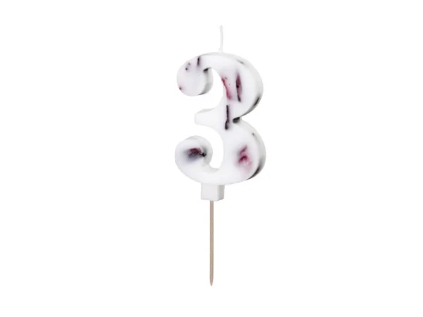 Narozeninová svíčka číslo 3 s okvětními lístky 8 cm – PartyDeco