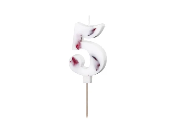 Narozeninová svíčka číslo 5 s okvětními lístky 8 cm – PartyDeco