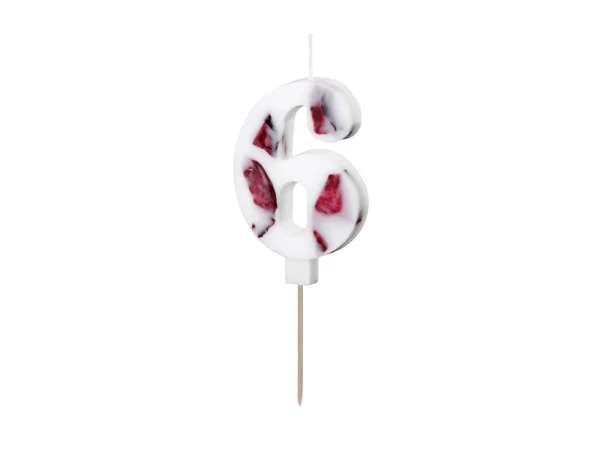 Narozeninová svíčka číslo 6 s okvětními lístky 8 cm – PartyDeco