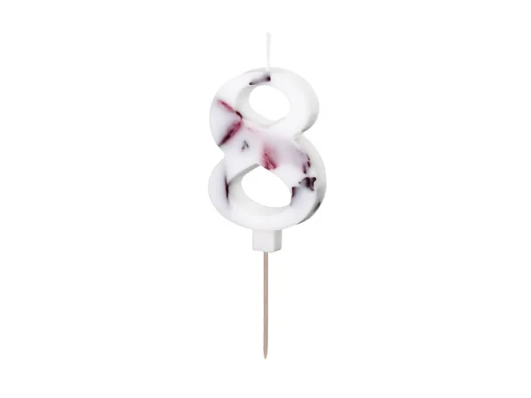 Narozeninová svíčka číslo 8 s okvětními lístky 8 cm – PartyDeco
