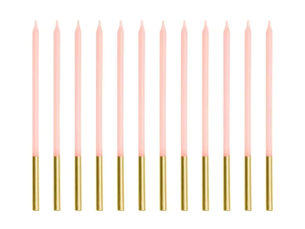 Narozeninové svíčky dlouhé růžové 14 cm, 12 ks – Party Deco