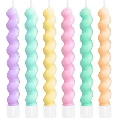 Svíčky barevné spirálové 7,5 cm 6 ks – Party Pal