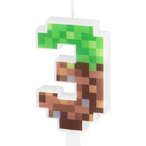 Dortová svíčka Minecraft číslo 3, výška 7 cm – Party Pal