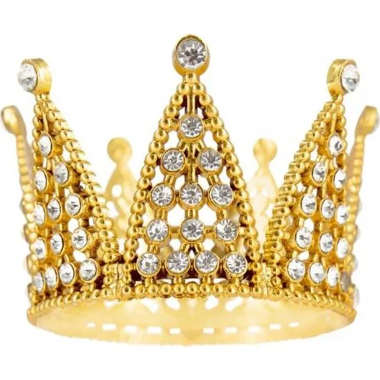 Zlatá korunka se stříbrnými krystaly 7 cm – Party Pal