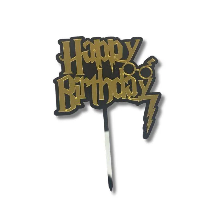 Zápich do dortu Happy Birthday s kouzelnickou tématikou 17,5 x 12 cm