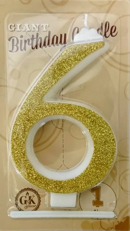 Dortová svíčka velká zlatá číslo 6, 13 cm – Gyertyakovacs