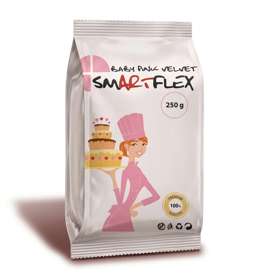 Potahovací hmota Smartflex Velvet růžová vanilková 250 g – 4-MIX KFT