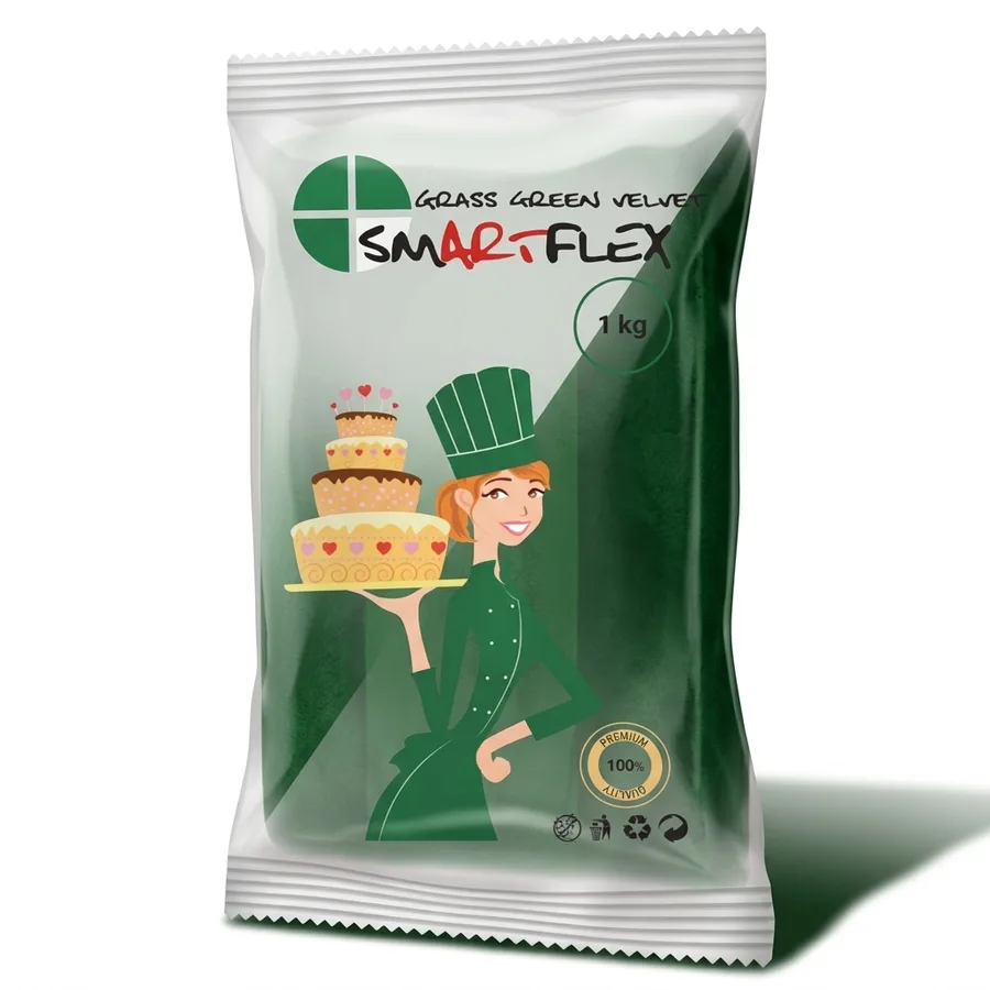 Potahovací a modelovací hmota zelená s vanilkovou příchutí 1 kg – Smartflex