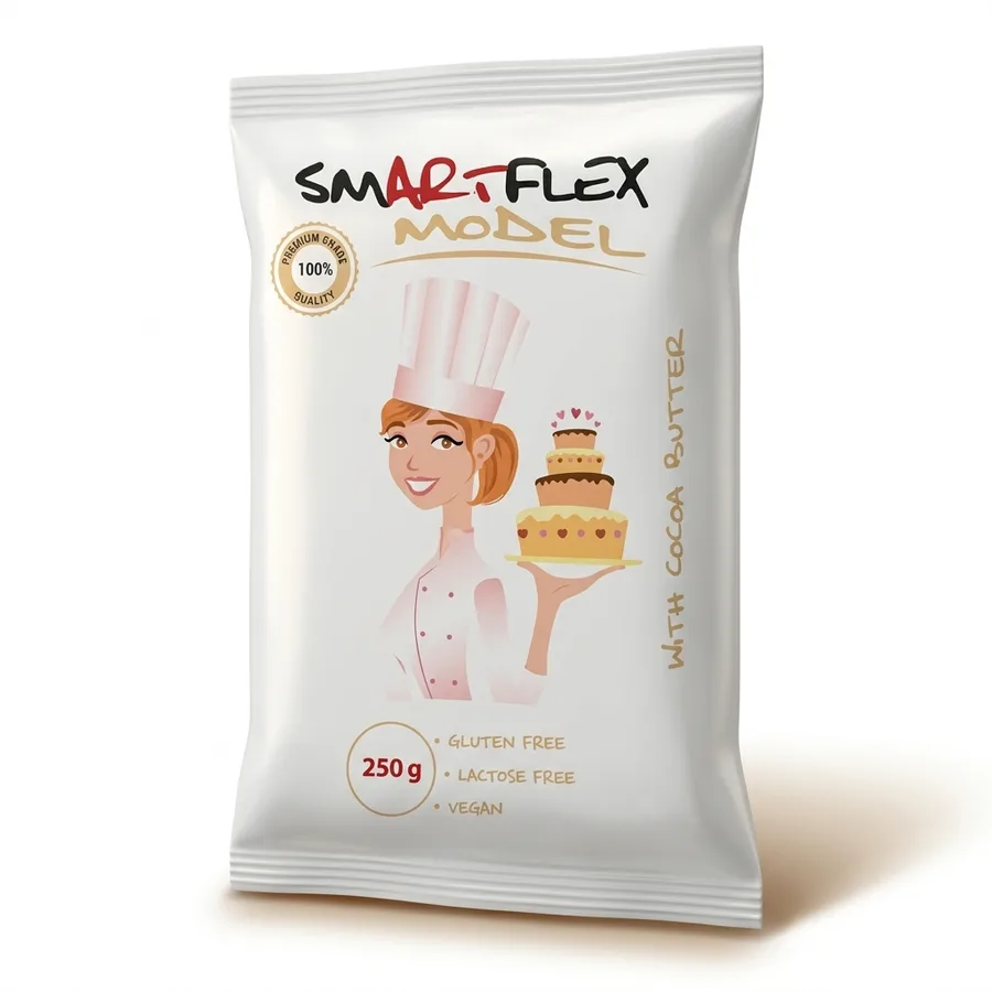 Modelovací hmota s kakaovým máslem bílá 250 g – Smartflex