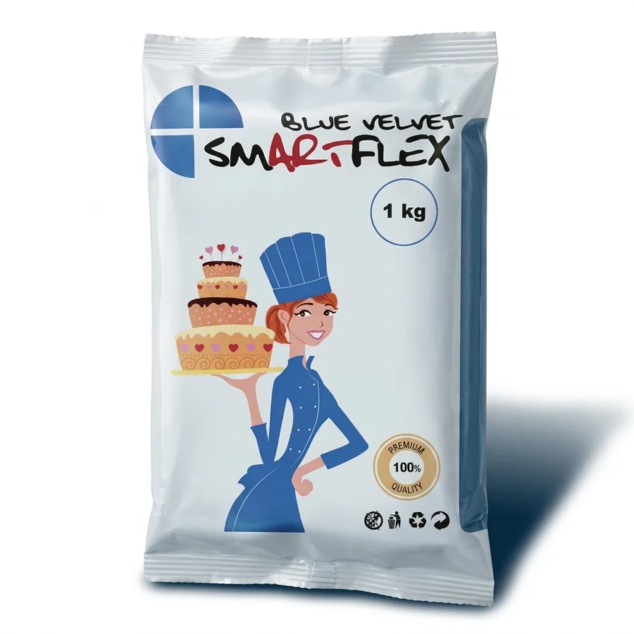 Potahovací dortová hmota Smartflex Velvet modrá s vanilkou 1 kg – Smartflex