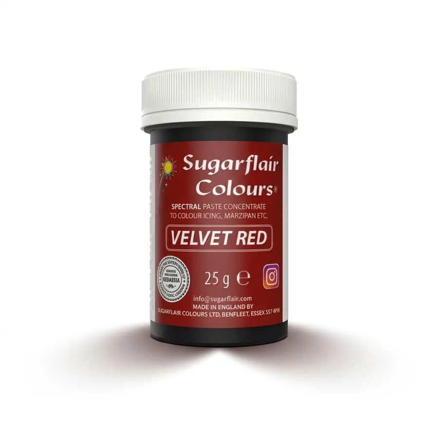 Gelová barva sytě červená Velvet Red 25 g – Sugarflair