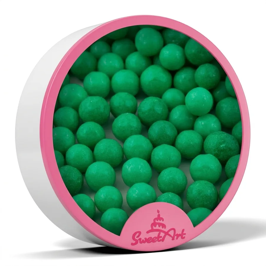 Cukrové perly vánoční zelené 7 mm, 80 g – SweetArt