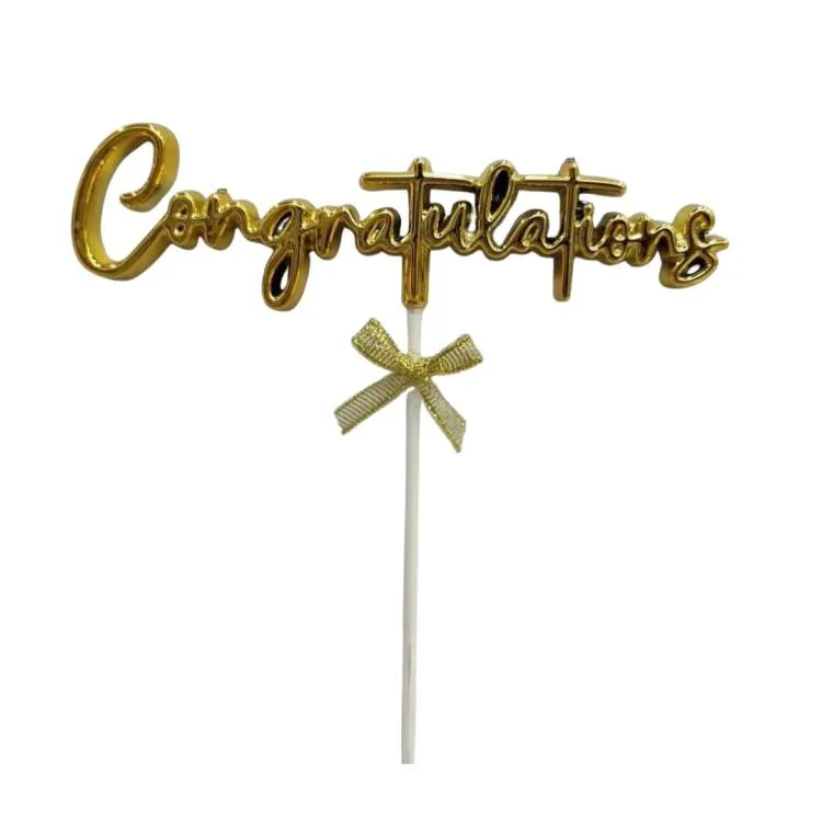 Zápich do dortu zlatý Congratulations 16 cm