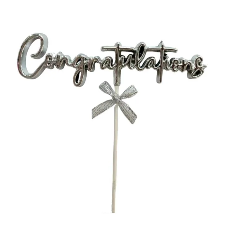 Zápich do dortu Congratulations stříbrný 16 cm