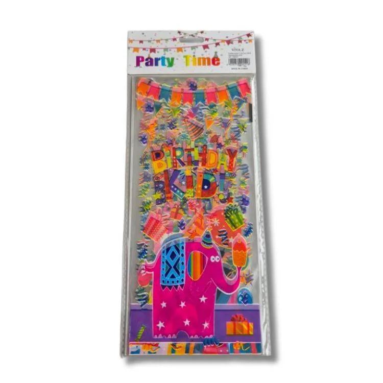 Celofánové sáčky Happy Birthday se zvířaty 12,5 x 27 cm, 12 ks