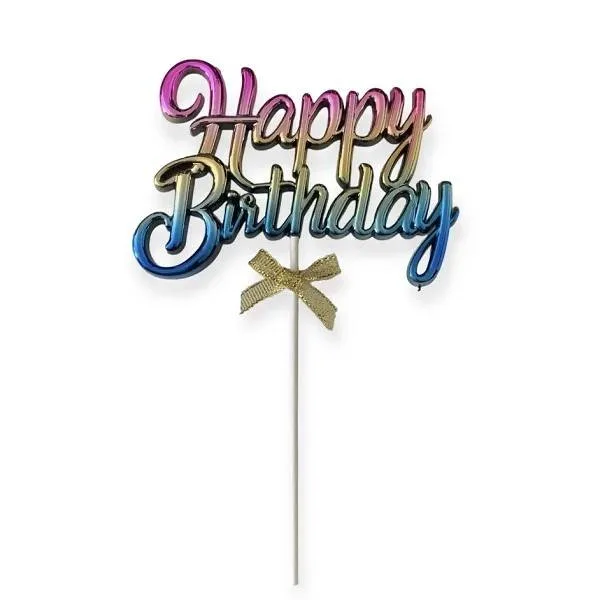 Zápich do dortu Happy Birthday barevný 19 cm