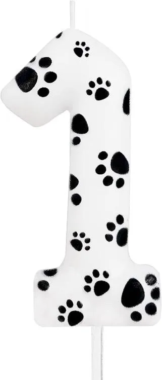 Dortová svíčka číslo 1 s motivem tlapiček, 6 cm