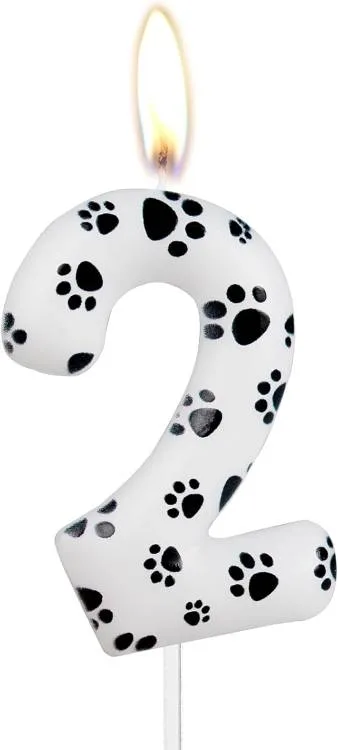 Dortová svíčka s motivem tlapiček číslo 2 – 6 cm