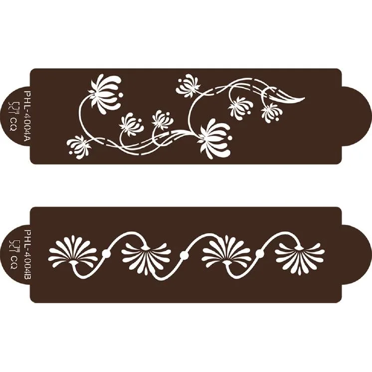 Stencil šablona na dort květiny Modern 2 ks – Cakesicq