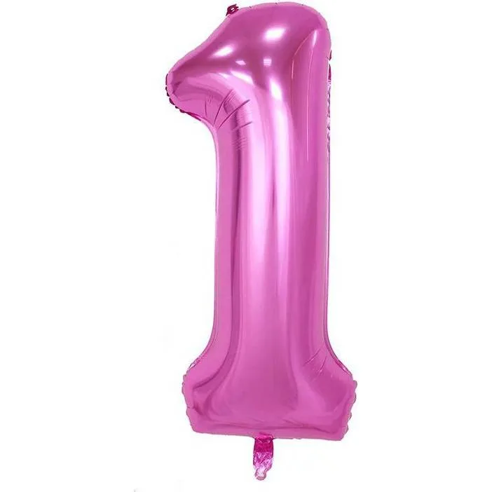 Fóliový balónek číslo jedna růžový 102 cm – Cakesicq