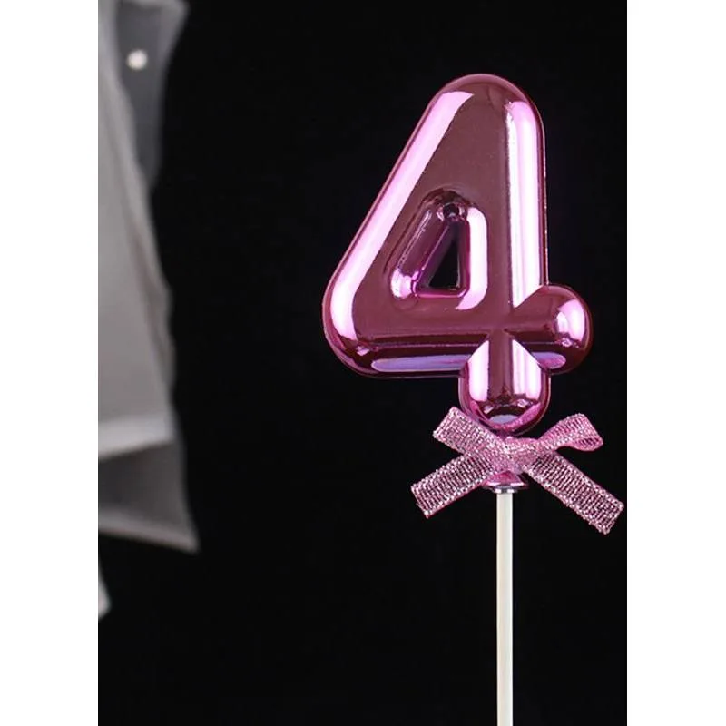 Zápich do dortu růžový číslo 4 – Cakesicq
