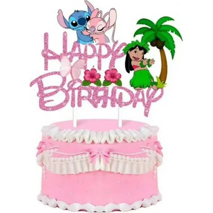 Zápich na dort Stitch růžový 5 ks – Cakesicq