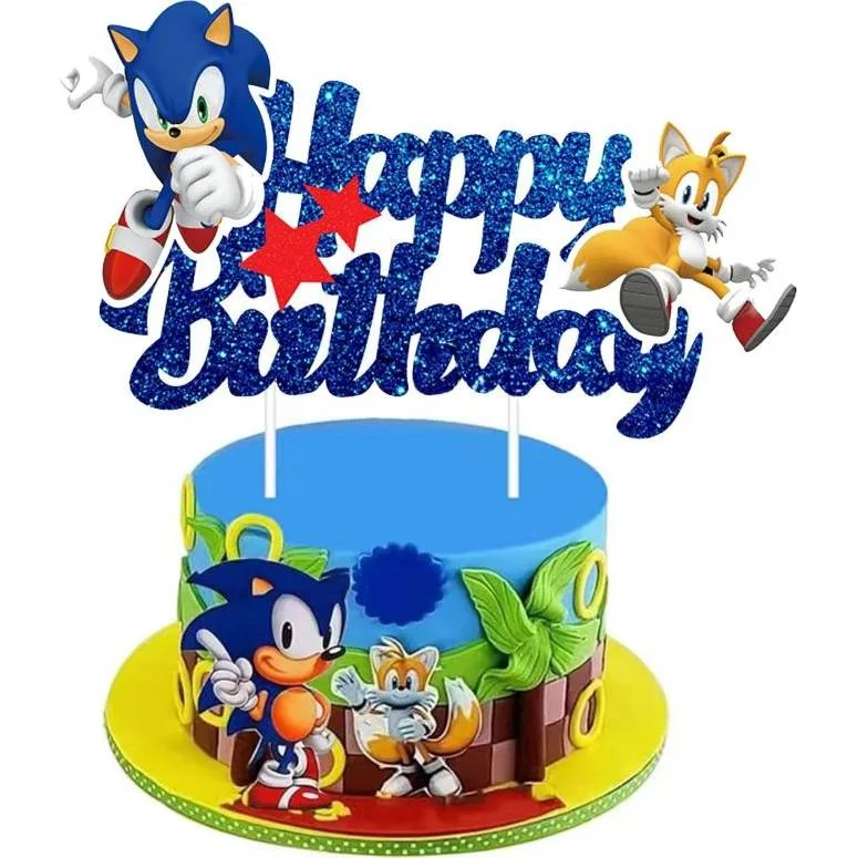 Zápich na dort Happy Birthday Sonic 5 ks – Cakesicq