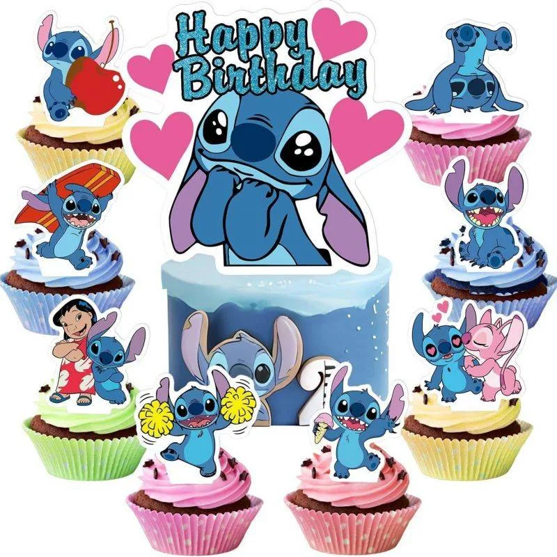 Zápich na dort a muffiny Happy Birthday Stitch 25 ks – Cakesicq