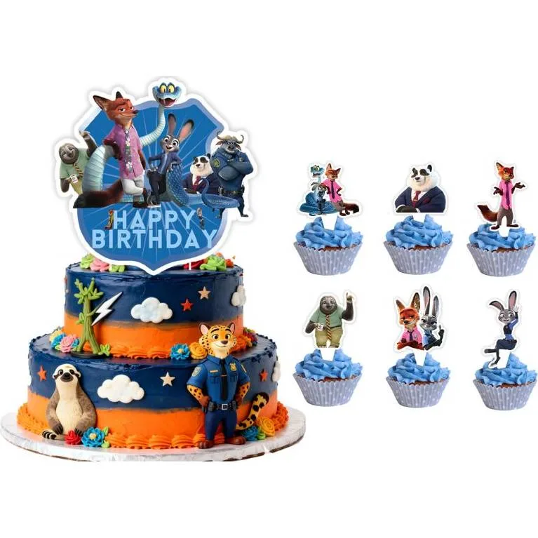 Zápich na dort a muffiny Happy Birthday Zoopolis 25 ks – Cakesicq