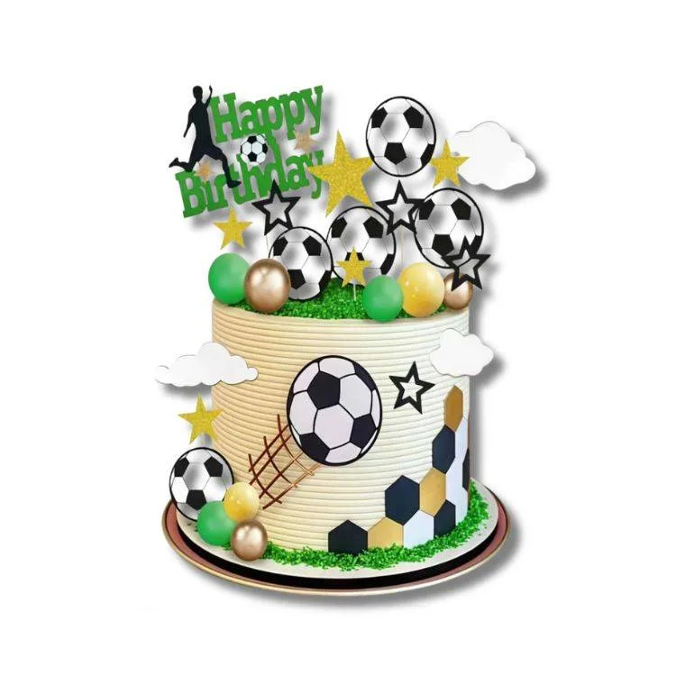 Zápich do dortu Happy Birthday s fotbalovým motivem a koulemi, 29 ks