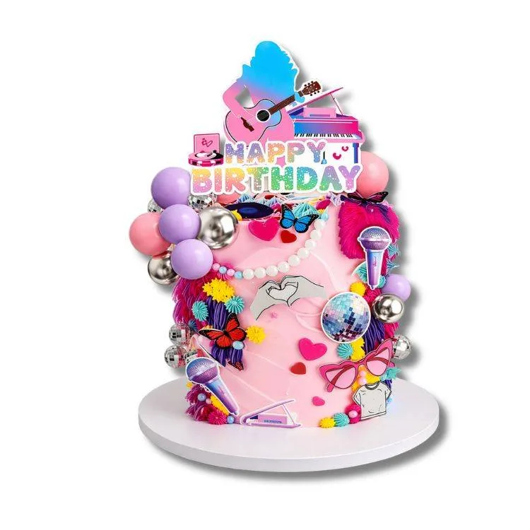 Zápich do dortu Happy Birthday s hudebními motivy a koulemi, 26 ks