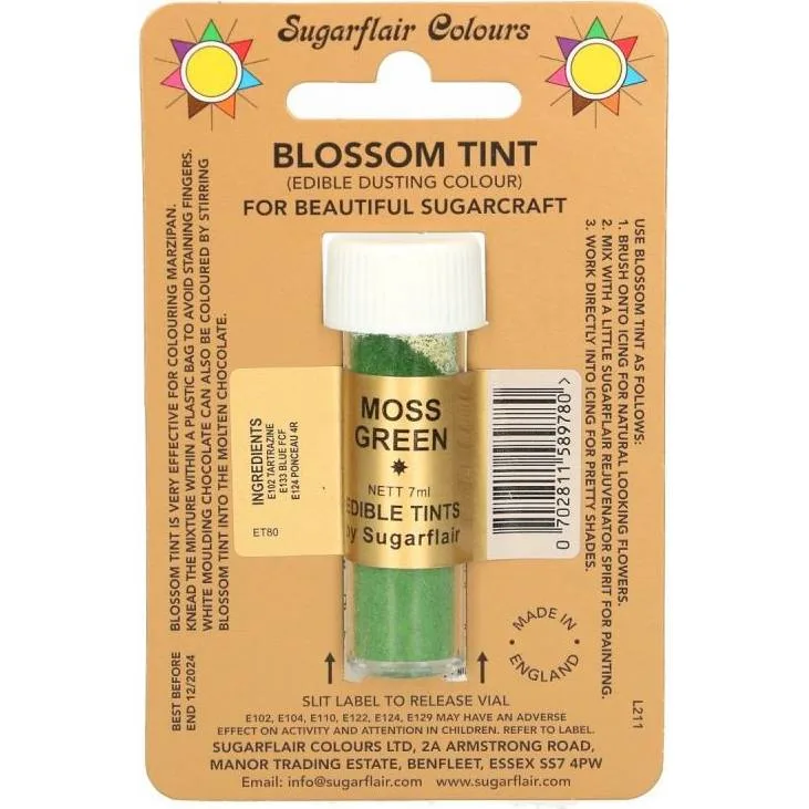 Jedlá prachová barva Moss Green 7 ml – Sugarflair