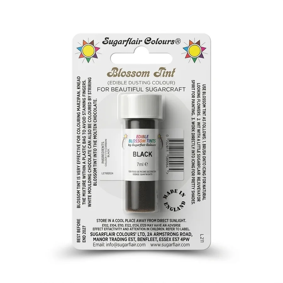 Jedlá prachová barva černá 7 ml – Sugarflair