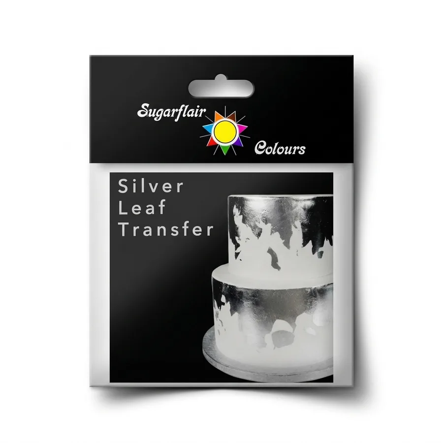 Jedlý plátek stříbra na dort transferový 8 x 8 cm – Sugarflair