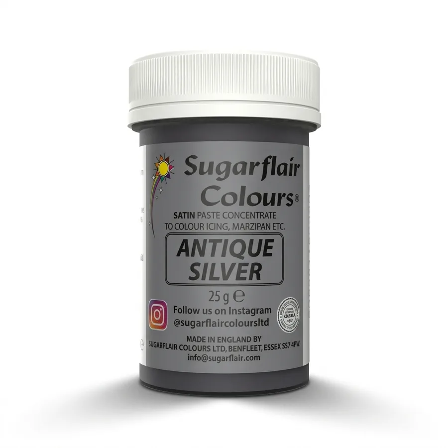 Gelová barva perleťová, stříbrná 25 g Antique Silver – Sugarflair