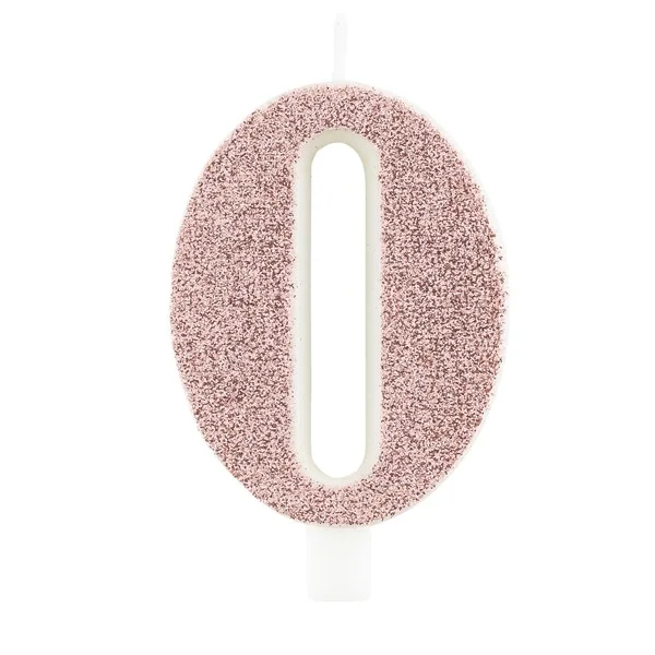 Dortová svíčka číslo 0 RoseGold s glitrem 10 × 5,5 cm – Givi