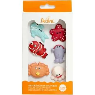 Cukrové dekorace Mořská zvířata 6 ks – Decora