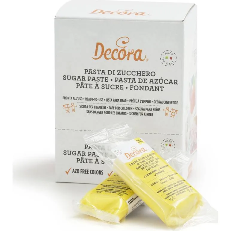 Extra tvrdá potahovací hmota 100 g žlutá – Decora