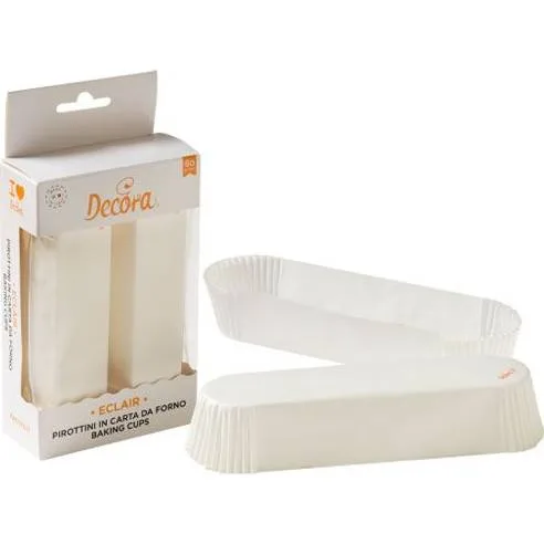 Papírové košíčky na eclair 135×33×28 mm bílé, 60 ks – Decora