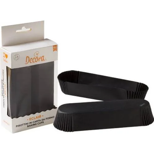 Papírové košíčky na eclair černé 135x33x28 mm (60 ks) – Decora