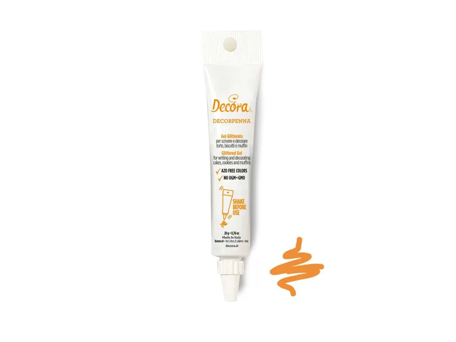 Zdobicí tuba na psaní, oranžový gel 20 g – Decora