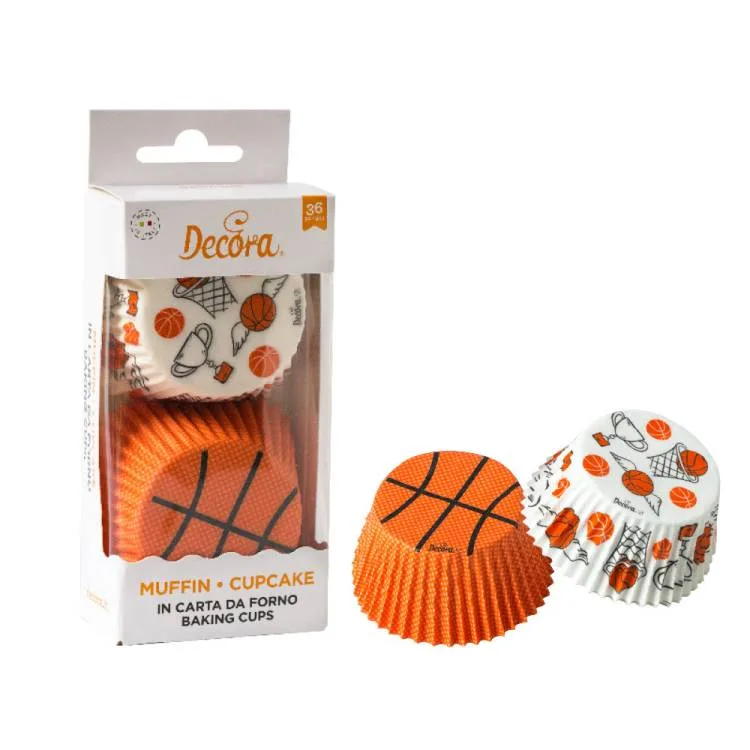 Košíčky na cupcakes Basketball 5 cm, 36 ks – Decora