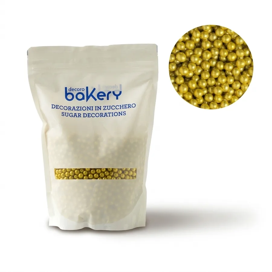 Zlaté cukrové perly maxi 1 kg – Decora
